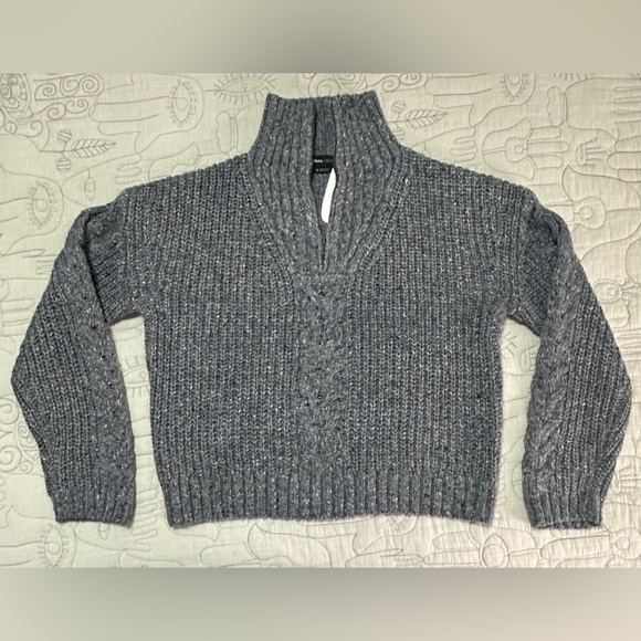 NWT Prana Laurel Creek Sweater Size S Charcoal Cable Knit Poly Silk Wool Blend - Picture 6 of 11